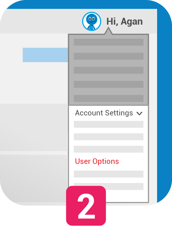 Klik Username, Account Settings, User Options